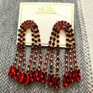 nOir Red Firework Crystal Earrings